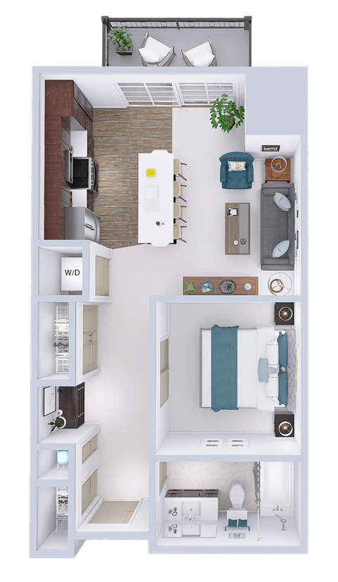 Floor plan for studio, 1 bath, 539 sqft